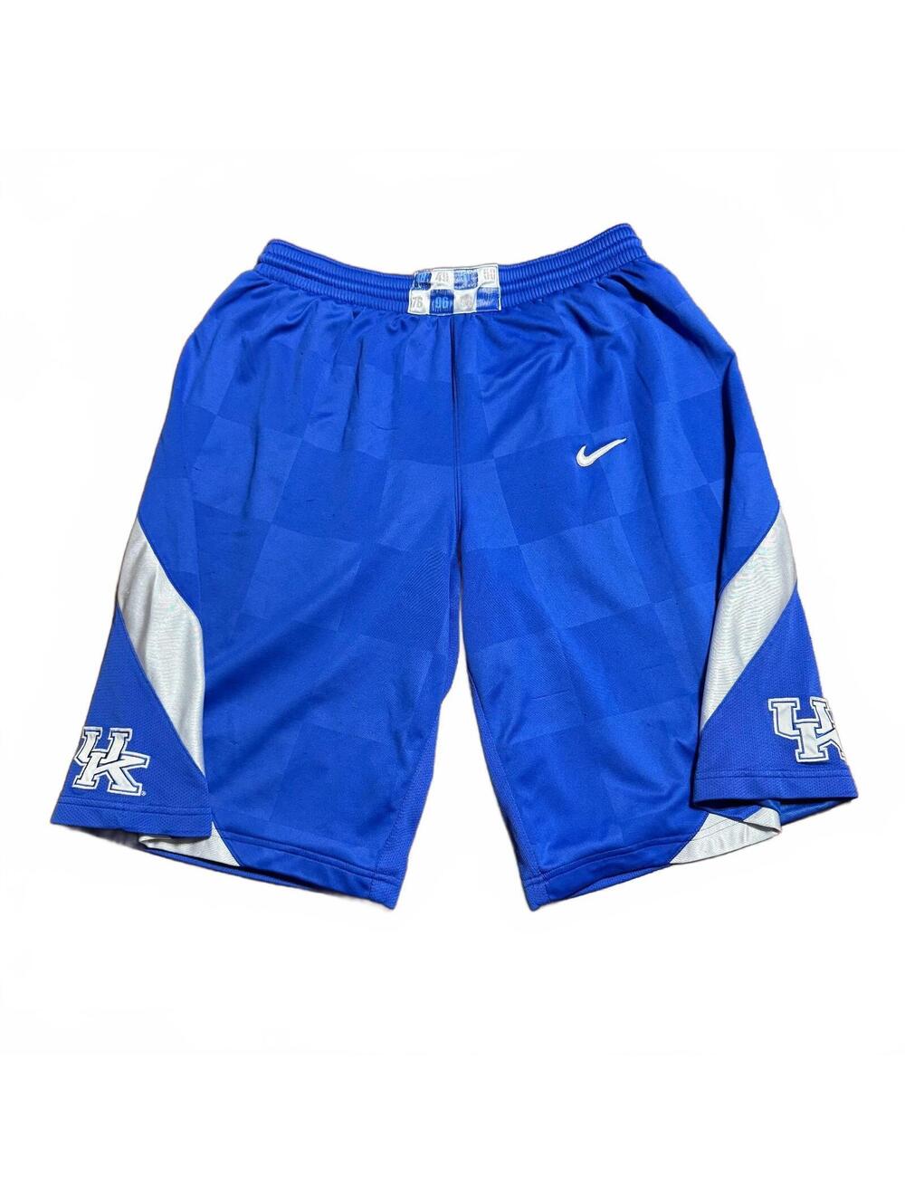 Nike Team Authentic Kentucky Wildcats Basketball Checkerboard Shorts M Blue Y2K